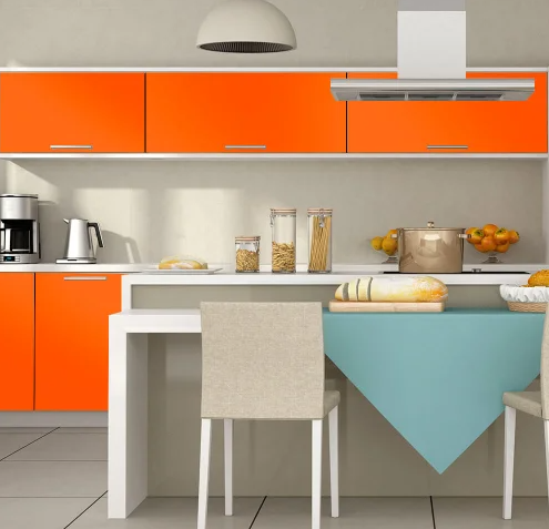 Revestimento Vinílico Adesivo Laranja Intenso - Alltak - Color, Decorativo a Prova D'água, Envelopamento, Geladeira, Moveis