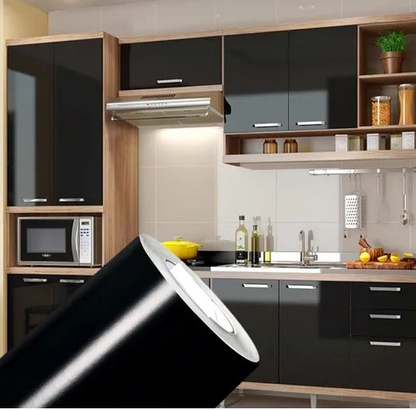 Revestimento Vinílico Adesivo Preto Brilho Blackout - Alltak – Janela, Vidro, Porta, Móveis e Geladeira