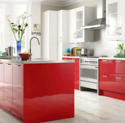 Revestimento Vinílico Adesivo Vermelho Vivo - Alltak - lavável, Portas, janelas, armários, vidros