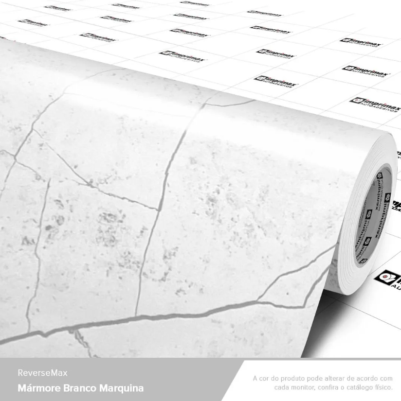 Revestimento Vinílico Adesivo Mármore Branco Marquina - Linha Reverse Imprimax