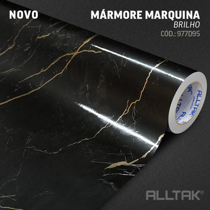 Revestimento Vinílico Adesivo Mármore Marquina Brilho - Alltak, móveis, pia, parede, largura de 0,60cm e 1,19m