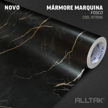 Revestimento Vinílico Adesivo Mármore Marquina Fosco - Alltak - móveis, pia, parede, largura de 0,60cm e 1,19m