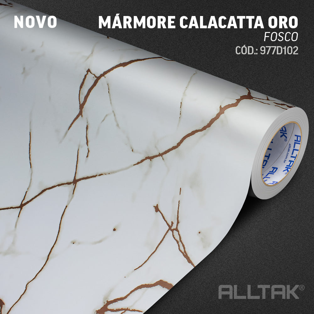 Revestimento Vinílico Adesivo Mármore Calacatta Oro Fosco -  Alltak – Lavável, Diversos Tamanhos