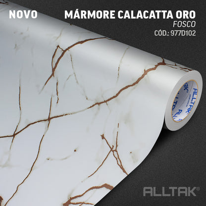 Revestimento Vinílico Adesivo Mármore Calacatta Oro Fosco -  Alltak – Lavável, Diversos Tamanhos