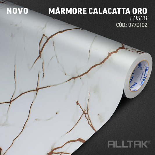 Revestimento Vinílico Adesivo Mármore Calacatta Oro Fosco -  Alltak – Lavável, Diversos Tamanhos