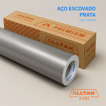 Revestimento Vinílico Adesivo Aço Escovado Alltak –  Lavável para Geladeira, Móveis e Mesa