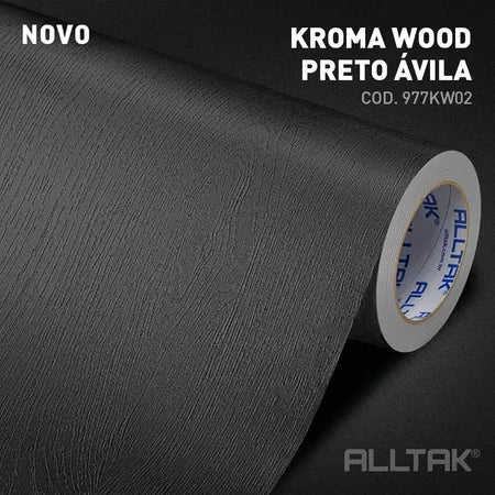 Revestimento Vinílico Adesivo Preto Ávila - Alltak - Linha Kroma, Lavável, Textura, p/ parede, móvel e pia