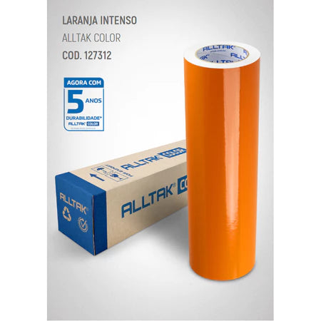 Revestimento Vinílico Adesivo Laranja Intenso - Alltak - Color, Decorativo a Prova D'água, Envelopamento, Geladeira, Moveis