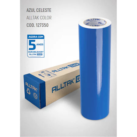 Revestimento Vinílico Adesivo Azul Celeste - Alltak, Color, Decorativo a Prova D'água, Envelopamento, Geladeira, Moveis
