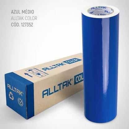 Revestimento Vinílico Adesivo Azul Médio - Alltak - Color, Decorativo a Prova D'água, Envelopamento, Geladeira, Moveis