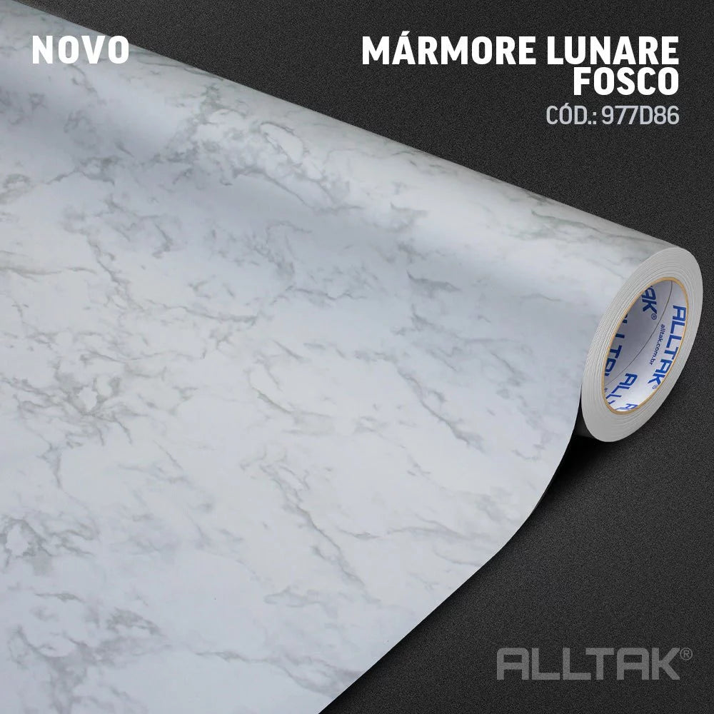 Revestimento Vinílico Adesivo Mármore Lunare Fosco - Alltak – Lavável, Para Móveis e Pia, Largura 60cm