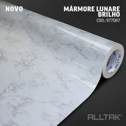 Adesivo Vinílico Mármore Reverse Imprimax – Lunare Brilho, Lavável, Para Móveis