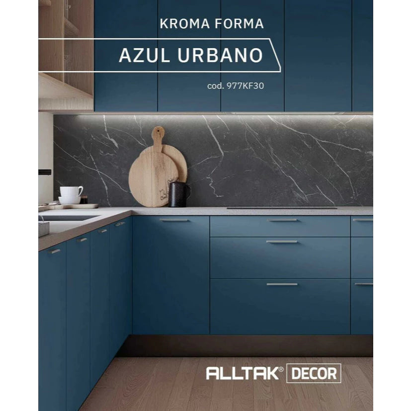 Revestimento Vinílico Adesivo Azul Urbano Kroma Alltak – Texturizado, Lavável, Móveis, Pia e Parede
