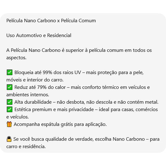 Película G35(CLARO) Tipo Insulfilm Nano Carbono Profissional, largura50cm – Automotiva/Residencial (Cópia)