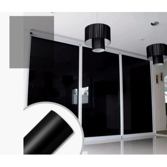 Revestimento Vinílico Adesivo Preto Brilho Blackout - Alltak – Janela, Vidro, Porta, Móveis e Geladeira
