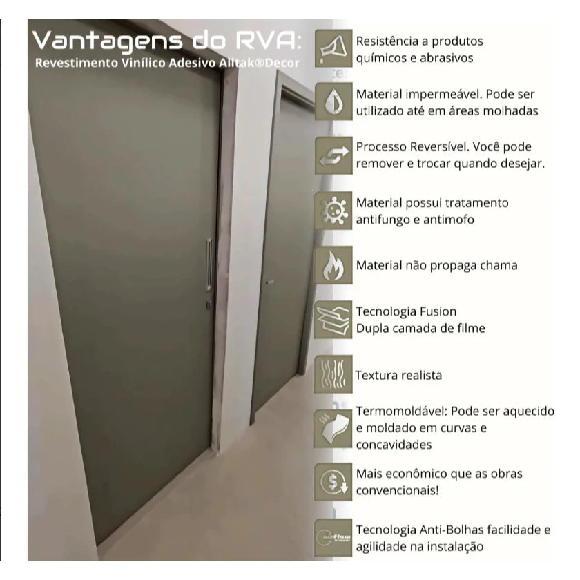 Revestimento Vinílico Adesivo Forma Fendi - Alltak – Fosco, Texturizado, Lavável, Parede e Móveis