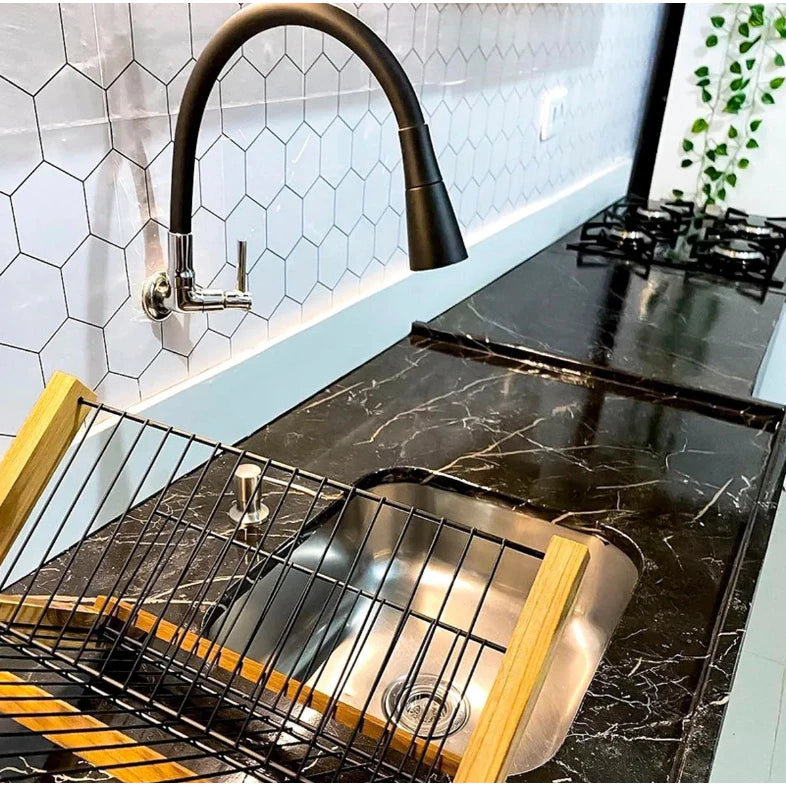 Revestimento Vinílico Adesivo Mármore Marquina Brilho - Alltak, móveis, pia, parede, largura de 0,60cm e 1,19m