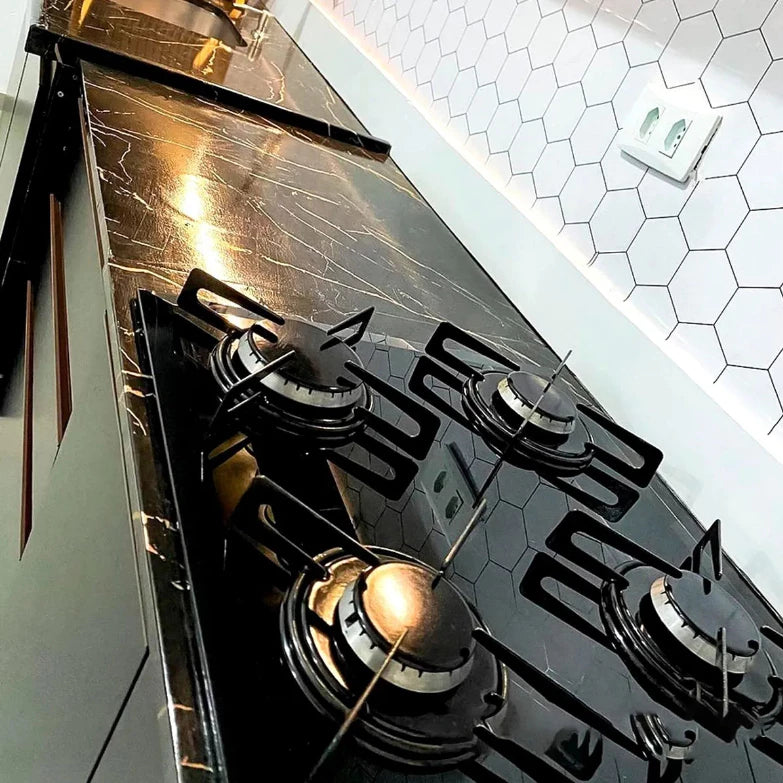 Revestimento Vinílico Adesivo Mármore Marquina Brilho - Alltak, móveis, pia, parede, largura de 0,60cm e 1,19m