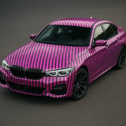 Revestimento Vinílico Adesivo Rosa - Vinil CARBON Alltak - fibra de carbono 5D, automotivo, quinto elemento, Pink