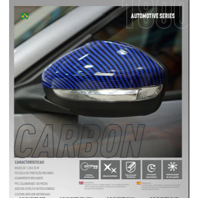 Revestimento Vinílico Adesivo Azul - Vinil CARBON Alltak - fibra de carbono 5D, Quinto elemento azul, blue, carro, moto, soleira