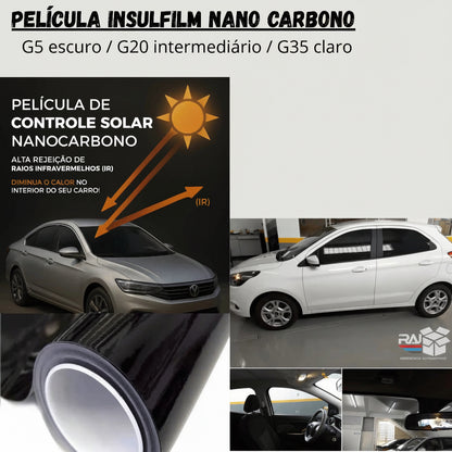 Película G35(CLARO) Tipo Insulfilm Nano Carbono Profissional, largura50cm – Automotiva/Residencial (Cópia)