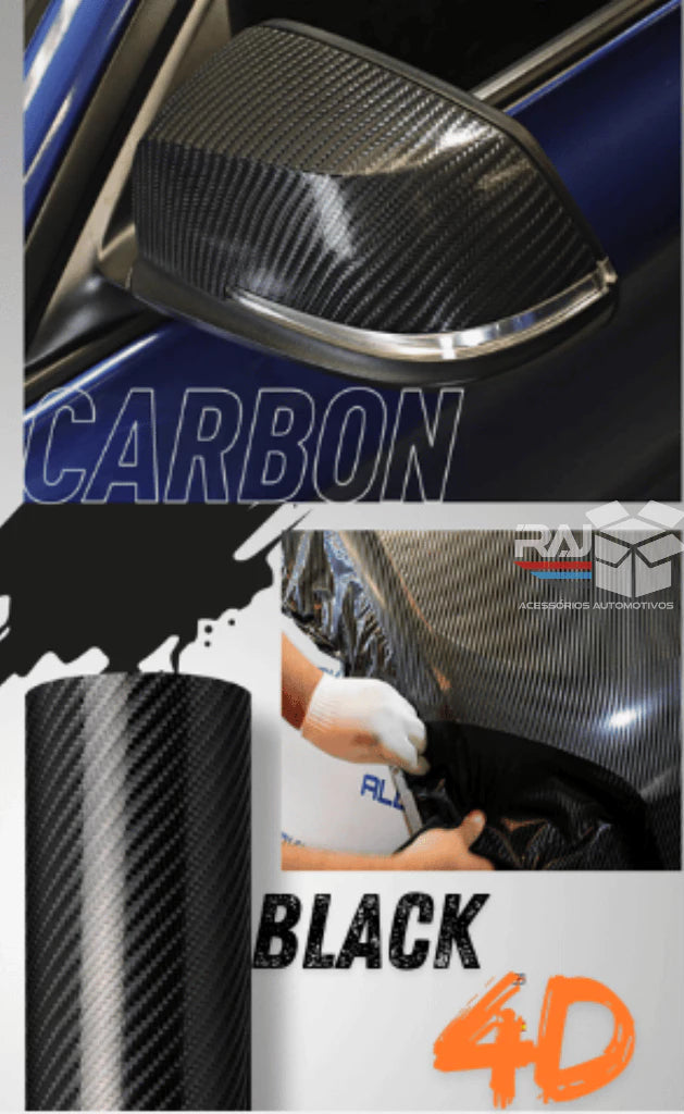 Revestimento Vinílico Adesivo Preto - Vinil CARBON Alltak- 4D envelopamento, moto, carro, soleira