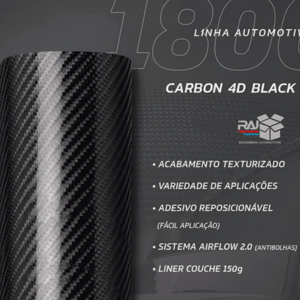 Revestimento Vinílico Adesivo Preto - Vinil CARBON Alltak- 4D envelopamento, moto, carro, soleira