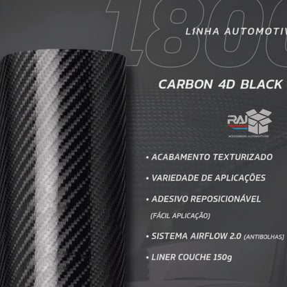 Revestimento Vinílico Adesivo Preto - Vinil CARBON Alltak- 4D envelopamento, moto, carro, soleira