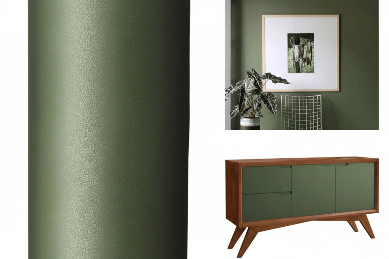 Revestimento Vinílico Adesivo Verde Oliva - Alltak -  textura, lavável, móveis
