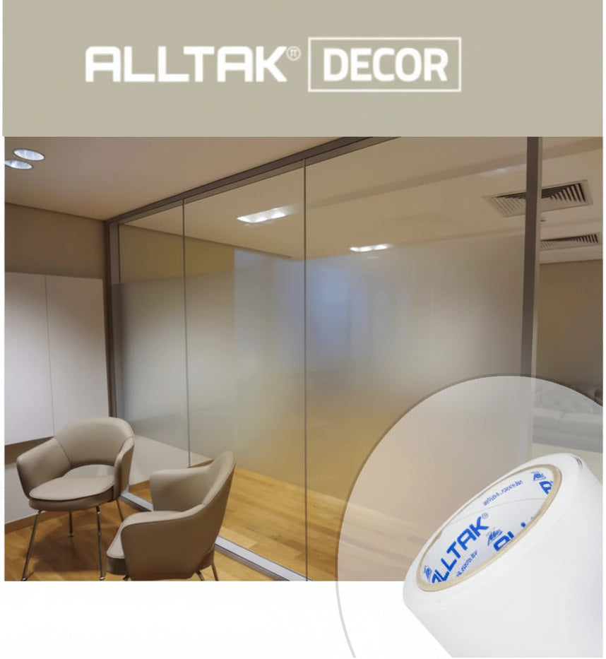 Revestimento Vinílico Adesivo Jateado Fosco Alltak Cristal – Larg. de 1,19m - Janelas, Portas e Box, À Prova d'Água