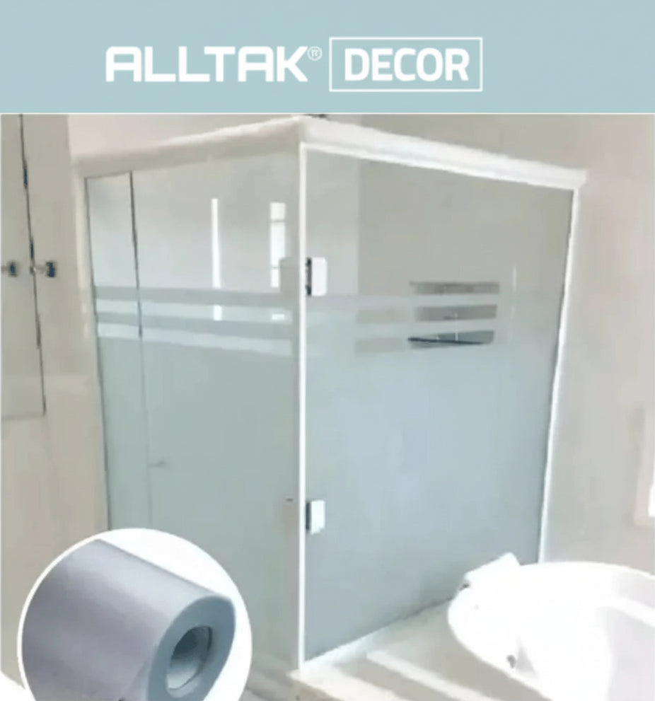Revestimento Vinílico Adesivo Jateado Fosco Alltak Cristal – Larg. de 1,19m - Janelas, Portas e Box, À Prova d'Água