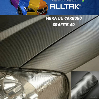 Revestimento Vinílico Adesivo Grafite  - Vinil CARBON 4D - Alltak, envelopamento, retrovisor, soleira, carro