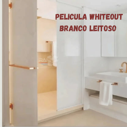 Película TIpo Insulfilme branco leitoso, whiteout, privacidade,Resistente a UV, largura1,19m