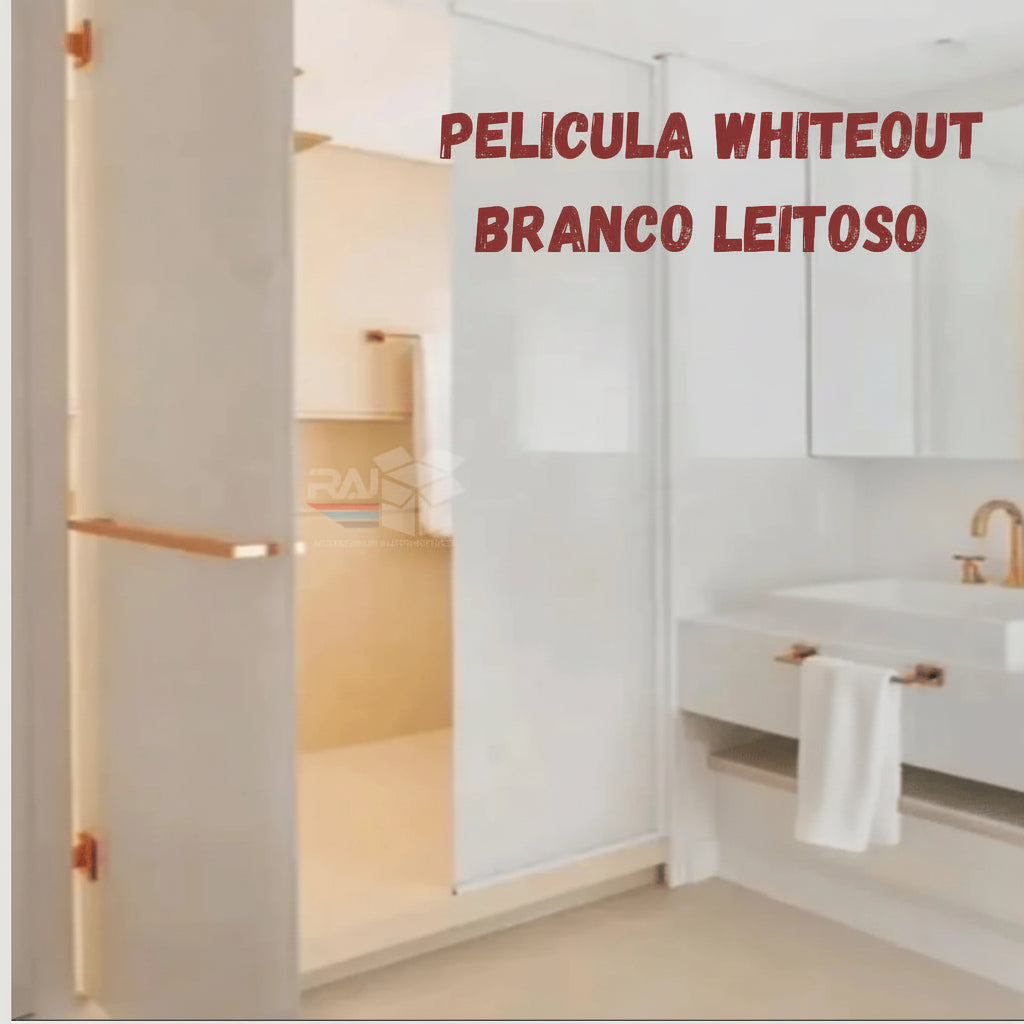 Película TIpo Insulfilme branco leitoso, whiteout, privacidade,Resistente a UV, largura1,19m