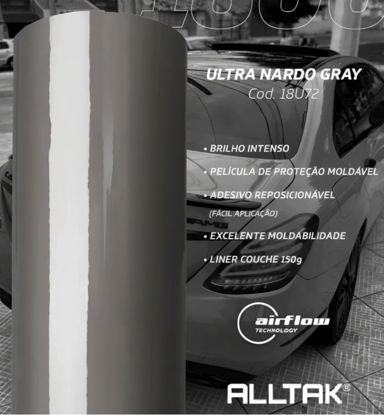 Revestimento Vinílico Adesivo Ultra Nardo Grey (Cinza) - Alltak – Envelopamento Capô, Teto, Retrovisor, Móveis
