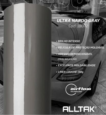 Revestimento Vinílico Adesivo Ultra Nardo Grey (Cinza) - Alltak – Envelopamento Capô, Teto, Retrovisor, Móveis