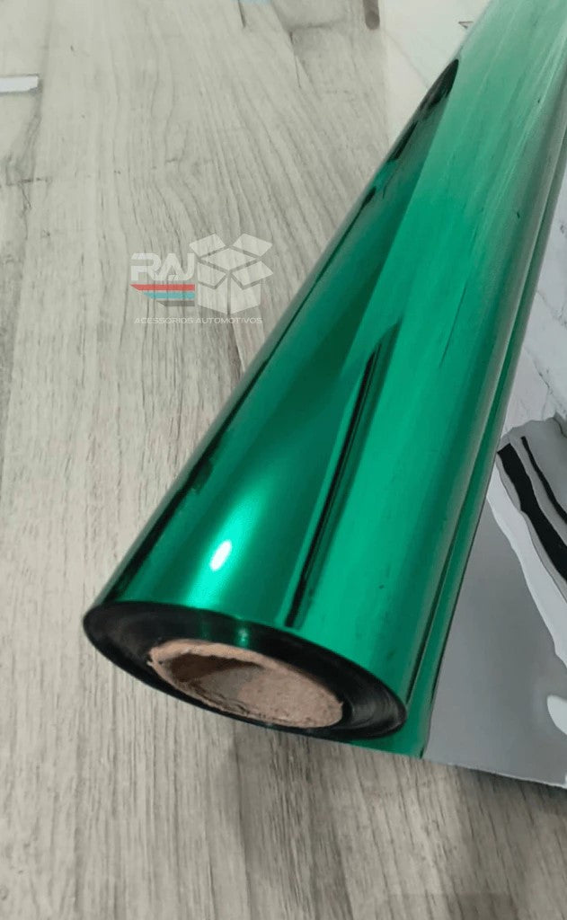 Película Tipo Insulfilm Verde e prata, Refletiva, G20, Poliéster, residencial, 75cm larg.