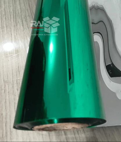 Película Tipo Insulfilm Verde e prata, Refletiva, G20, Poliéster, residencial, 75cm larg.
