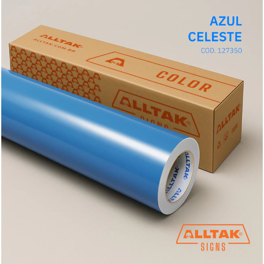 Revestimento Vinílico Adesivo Azul Celeste - Alltak, Color, Decorativo a Prova D'água, Envelopamento, Geladeira, Moveis
