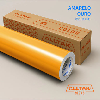 Revestimento Vinílico Adesivo Amarelo Ouro - Alltak - Color, Decorativo a Prova D'água, Envelopamento, Geladeira, Moveis