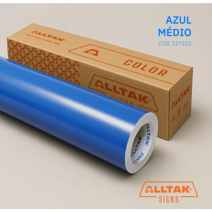 Revestimento Vinílico Adesivo Azul Médio - Alltak - Color, Decorativo a Prova D'água, Envelopamento, Geladeira, Moveis