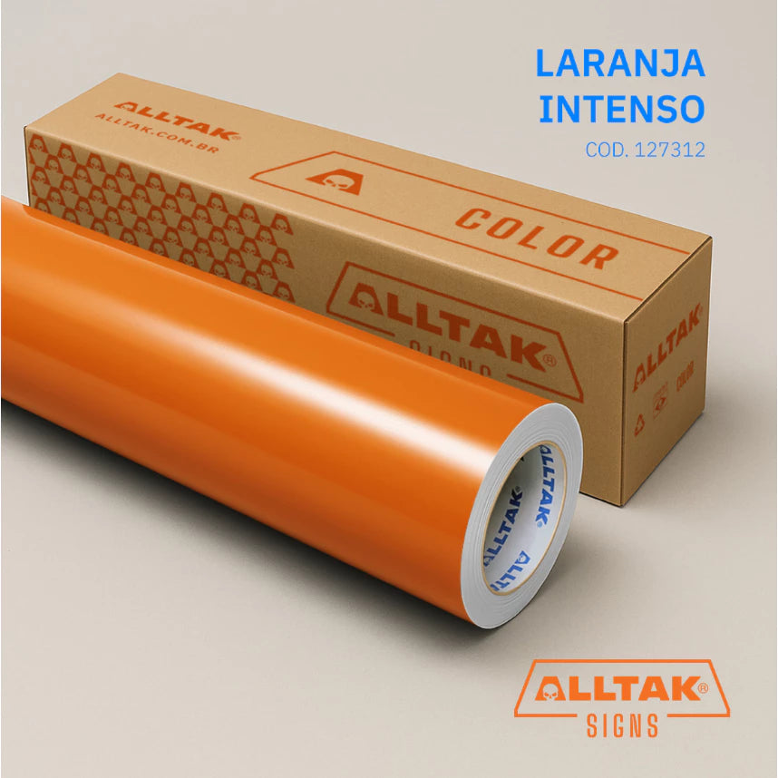 Revestimento Vinílico Adesivo Laranja Intenso - Alltak - Color, Decorativo a Prova D'água, Envelopamento, Geladeira, Moveis