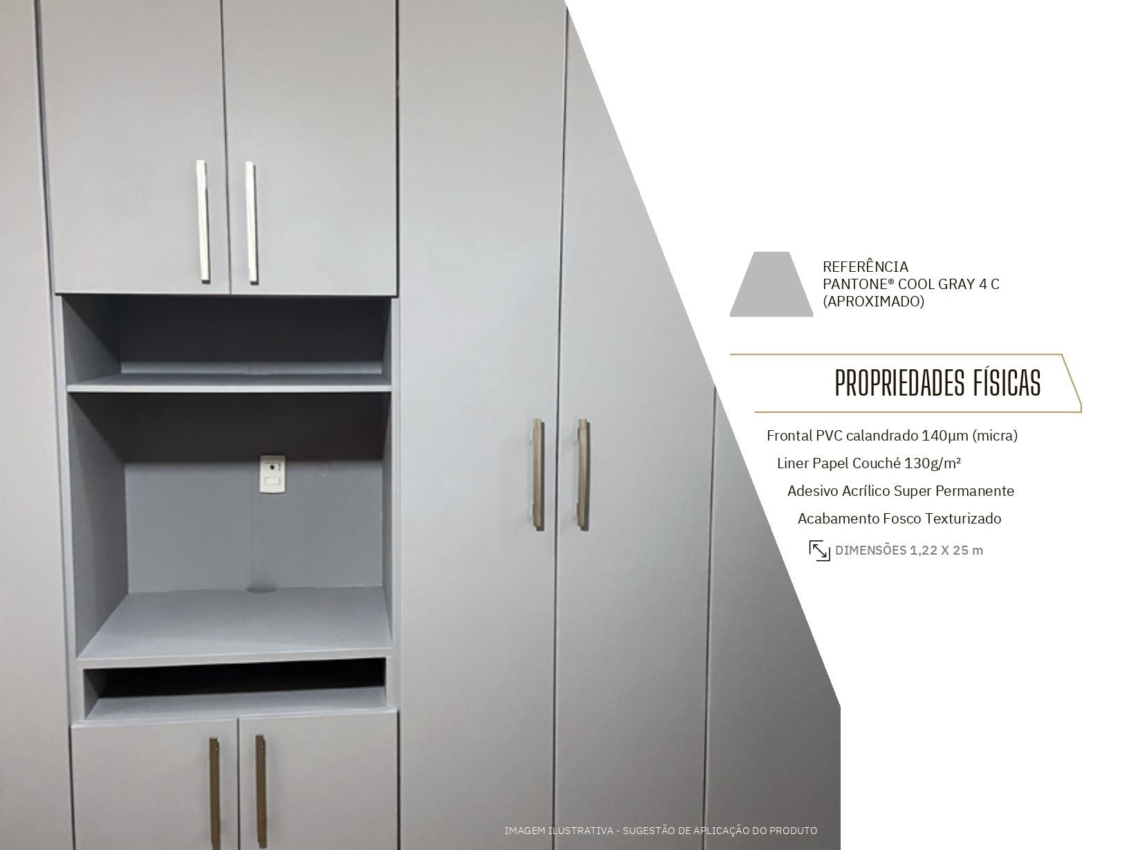 Revestimento Vinílico Adesivo Cinza Neblina - Alltak -  vinil, móveis, parede, pia, kroma, textura, lavável