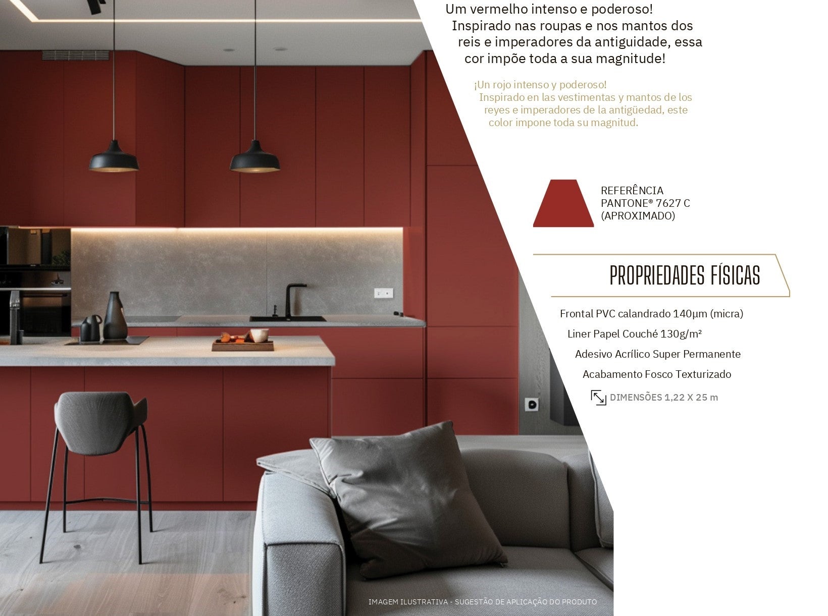 Revestimento Vinílico Adesivo Merlot - Alltak - Linha Kroma, Lavável, Textura, p/ parede, móvel e pia
