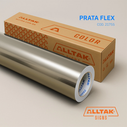Revestimento Vinílico Adesivo Flex Prata (Tipo Inox) - Alltak - Impermeável, Envelopar, Fogão, Geladeira, Móveis