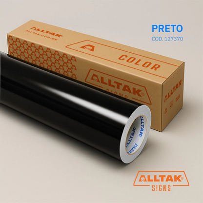 Revestimento Vinílico Adesivo Preto Brilho Blackout - Alltak – Janela, Vidro, Porta, Móveis e Geladeira