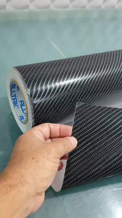 Revestimento Vinílico Adesivo Preto - Vinil CARBON Alltak- 4D envelopamento, moto, carro, soleira