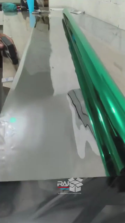 Película Tipo Insulfilm Verde e prata, Refletiva, G20, Poliéster, residencial, 75cm larg.
