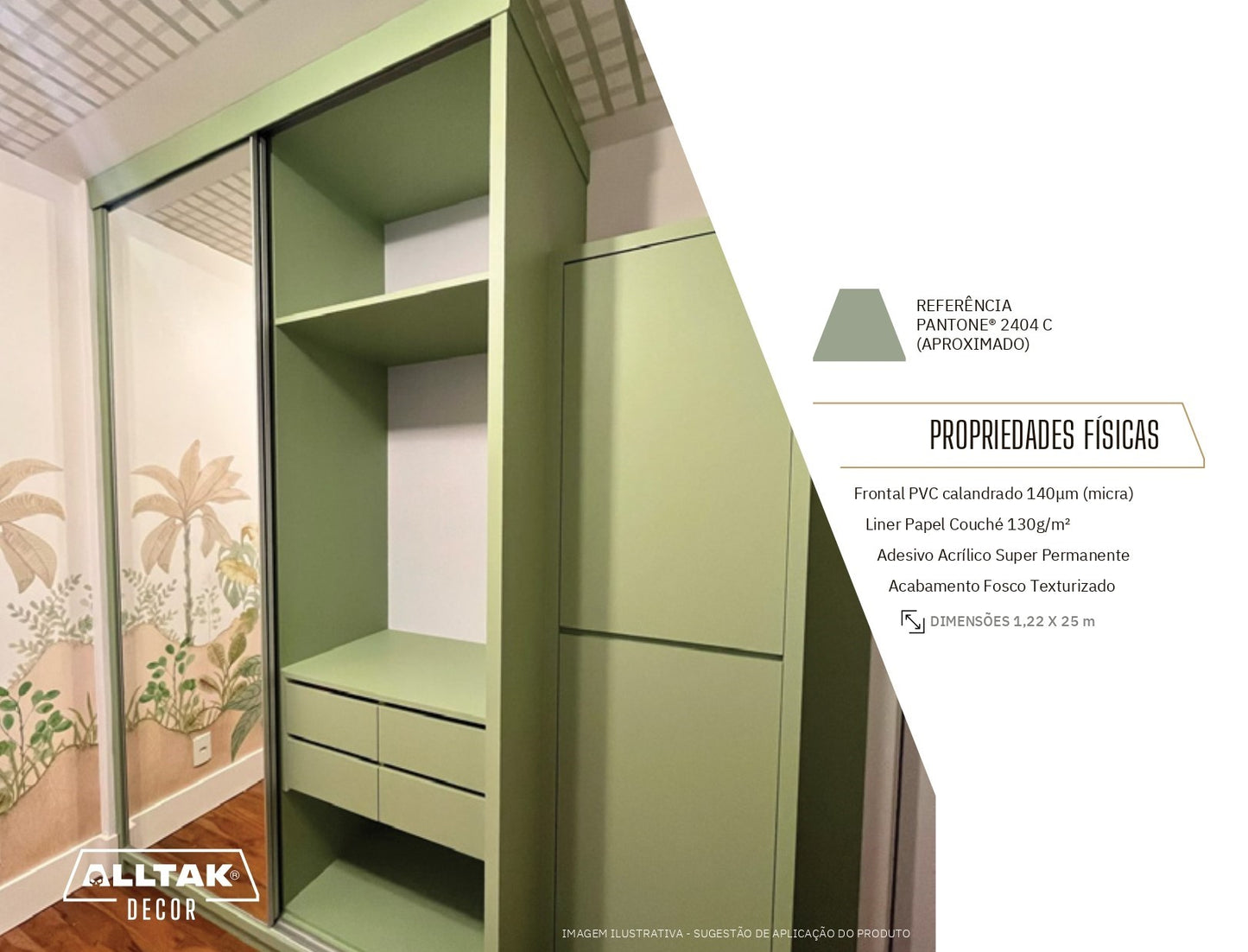 Revestimento Vinílico Adesivo Verde Primavera - Alltak - textura, lavável, móveis