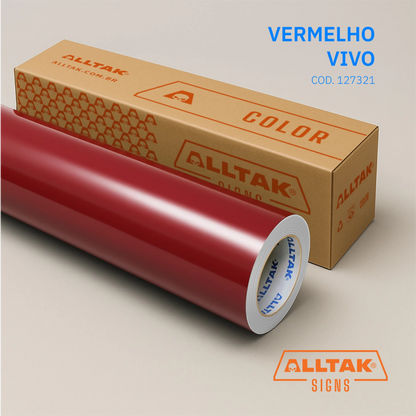 Revestimento Vinílico Adesivo Vermelho Vivo - Alltak - lavável, Portas, janelas, armários, vidros